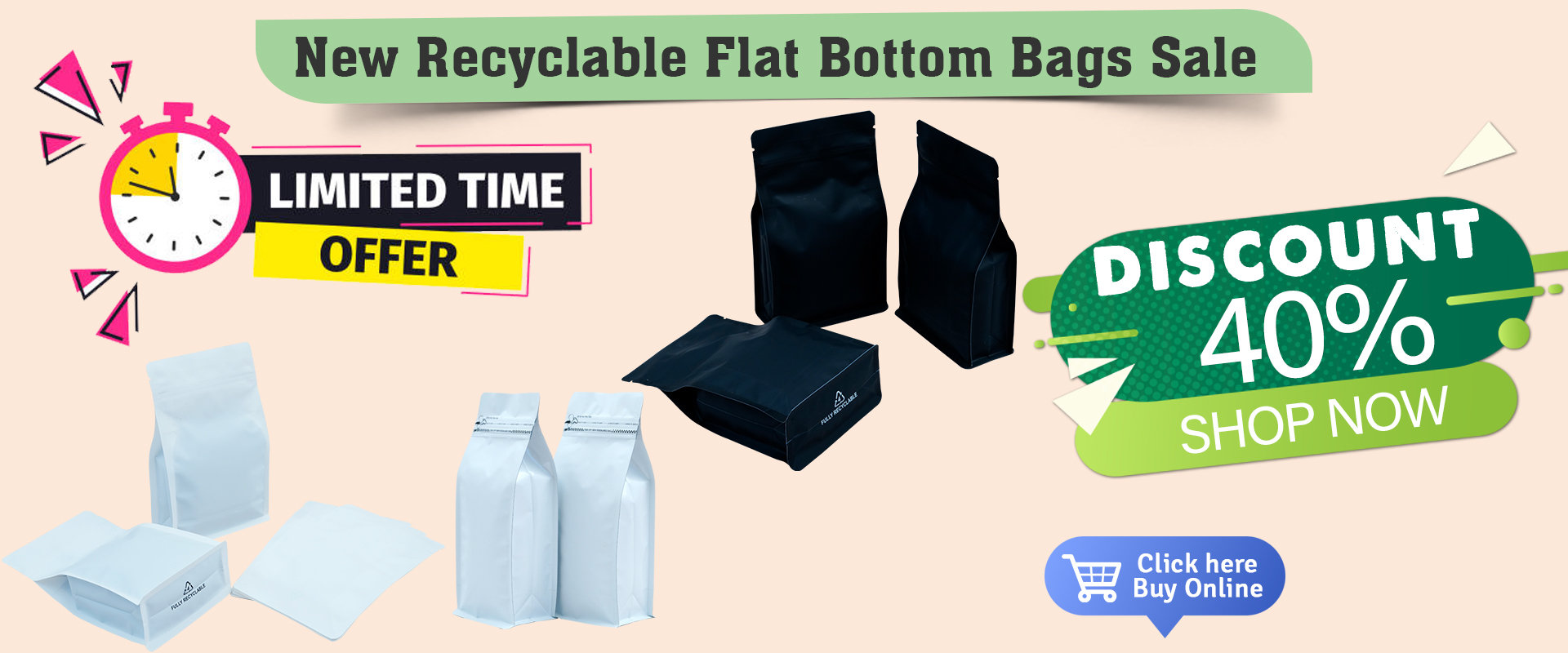 RECYCLABLE FLAT BOTTOM POUCHES